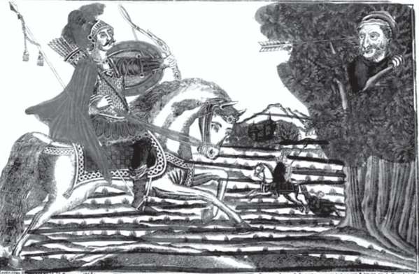 Илья Муромец и Соловей-разбойник. Раскрашенная литография (1868)