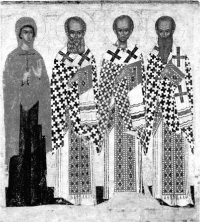 Параскева Пятница, Григорий Богослов, Иоанн Златоуст и Василий Великий.