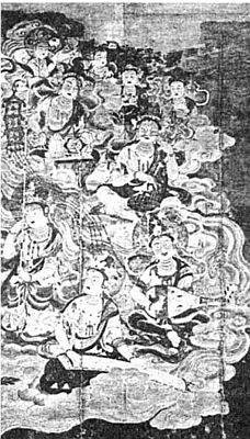 Амида и 25 бодхисаттв. Живопись на шелке. Музей Рейхо-кван на горе Коя. Авторство