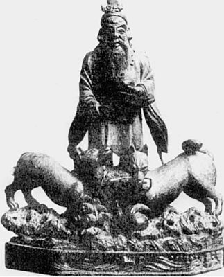 Инари, божество риса, с двумя лисами (музей Гимэ, Париж).