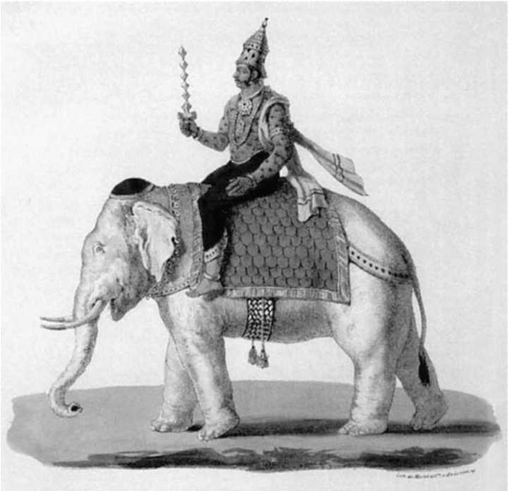 Айравата, слон Индры. Индийская миниатюра.